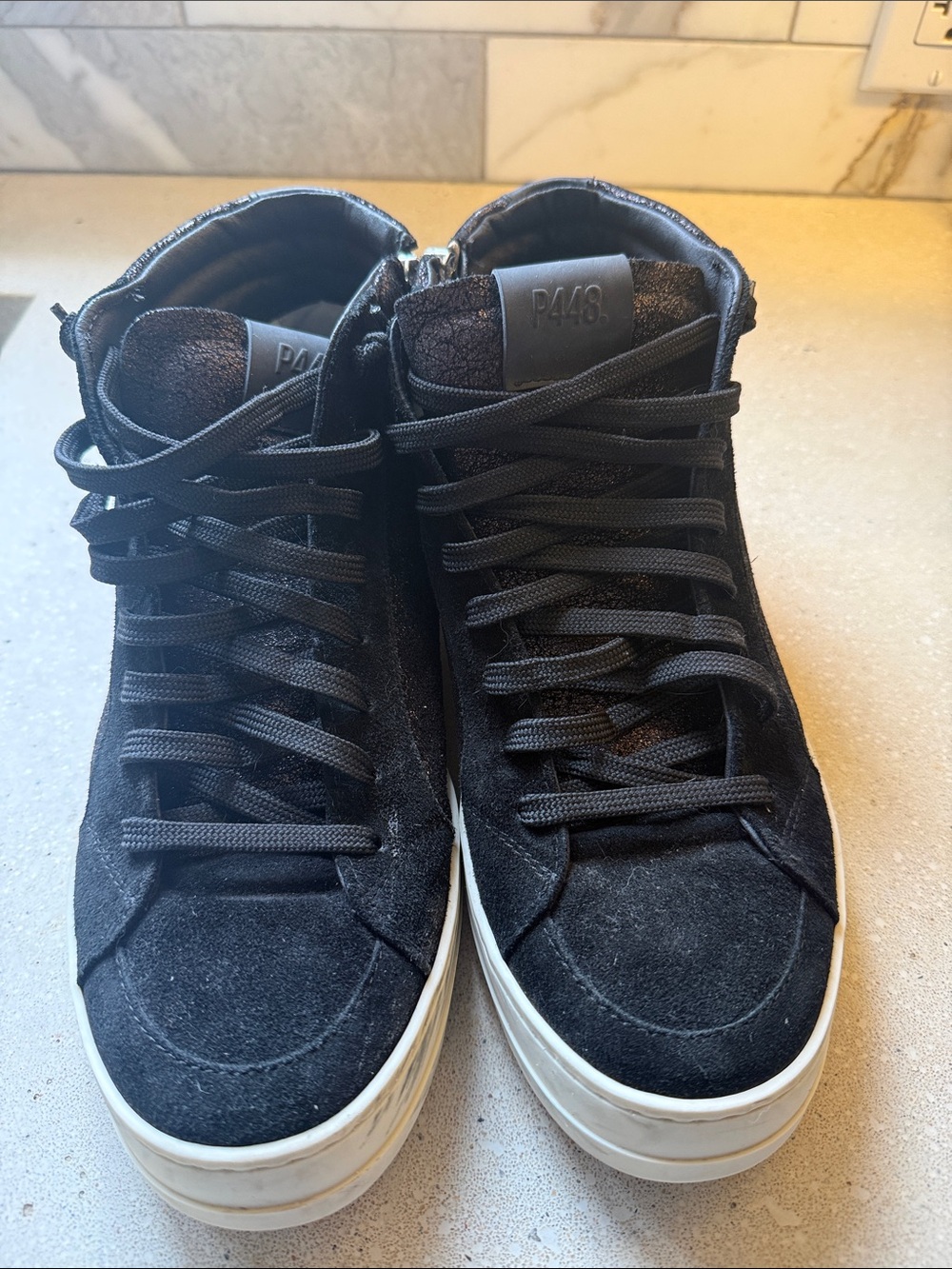P448 Skate metallic Women's Black Suede High-Top Sneakers